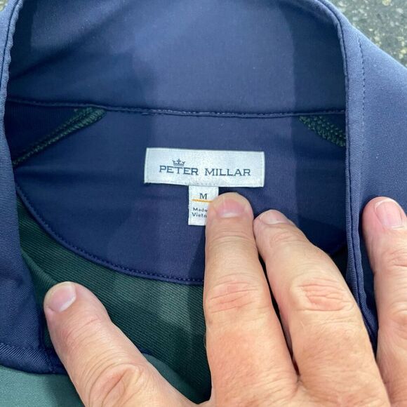 Peter Millar Crown Colorblock 1/2 Zip Stretch Pullover. Size Medium. Carmody Inv - Picture 7 of 11